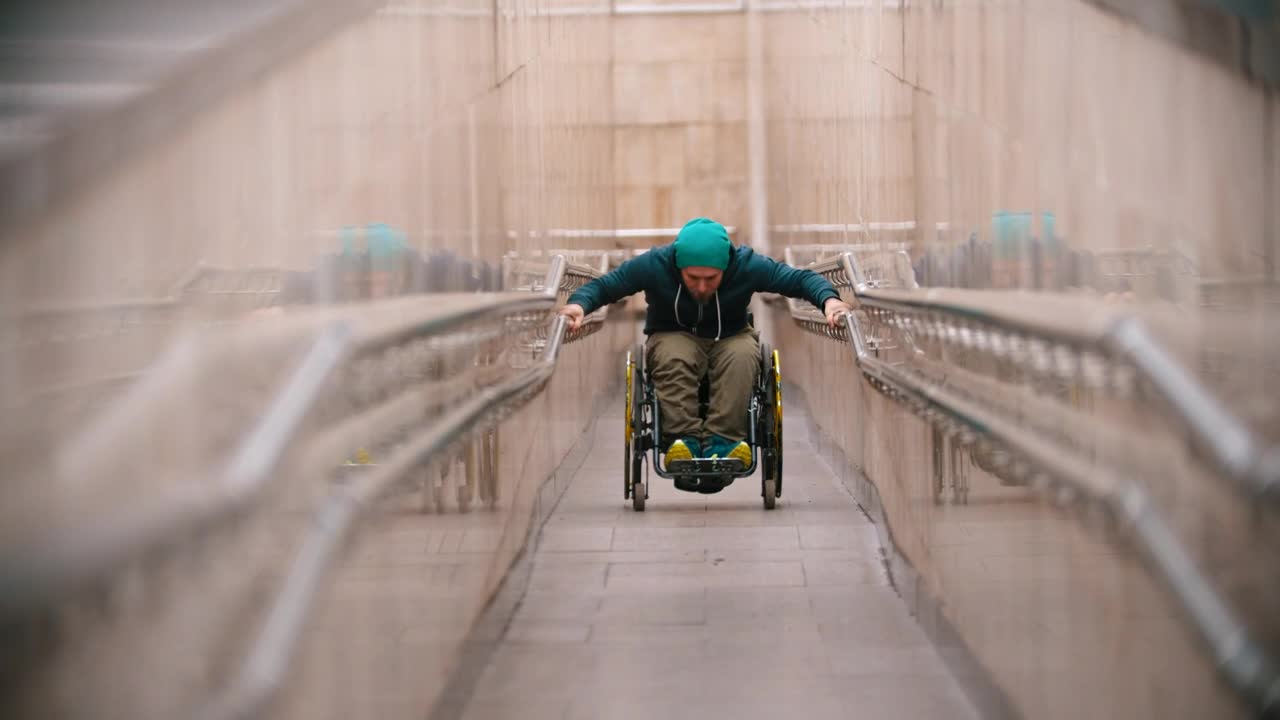 Stock Video Disabled Man Struggling To Go Up The Ramp Live Wallpaper For PC - Free Download