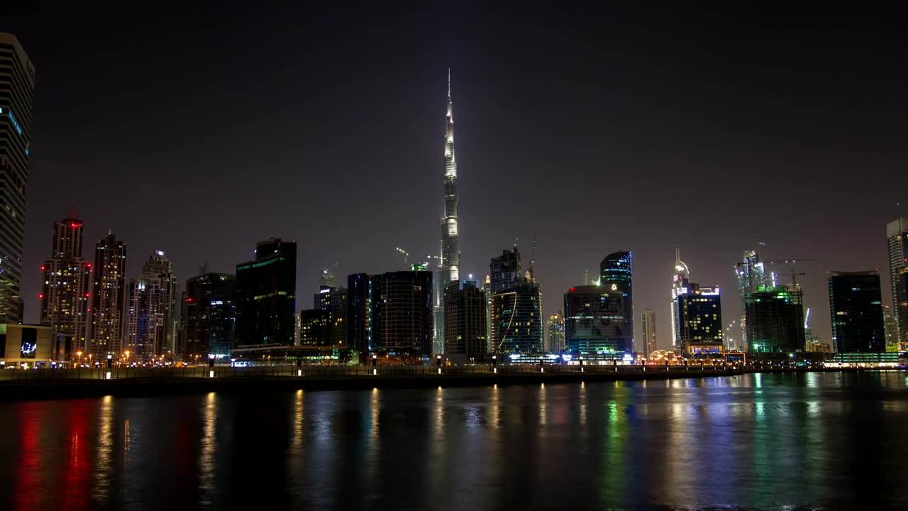 Stock Video Dubai City Skyscrapers At Night Live Wallpaper For PC - Free Download