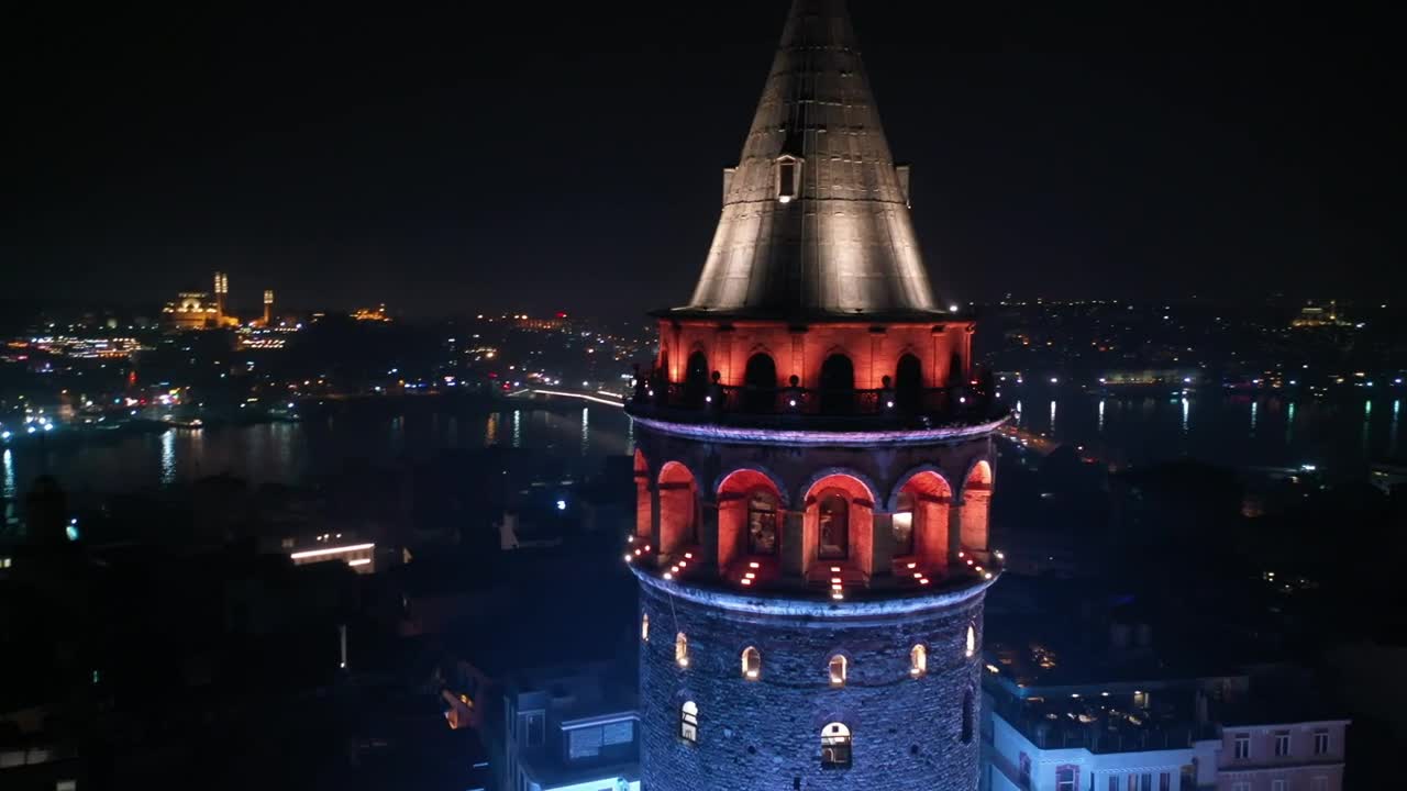 Stock Video Lights Throughout The Galata Tower Animated Wallpaper - Free Download