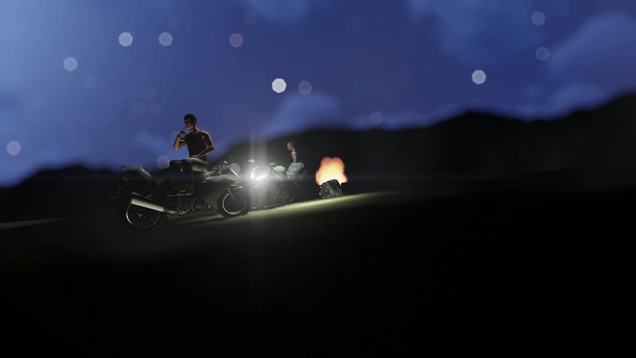 Free Stock Video Two D Motorcyclists Resting With A Campfire Live Wallpaper - Free Download