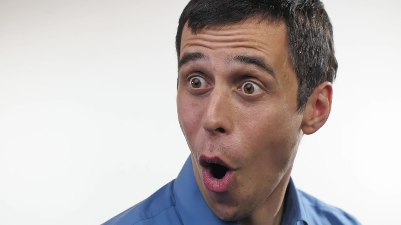 Free Video Stock surprised and smiling man portrait Live Wallpaper - Free Download