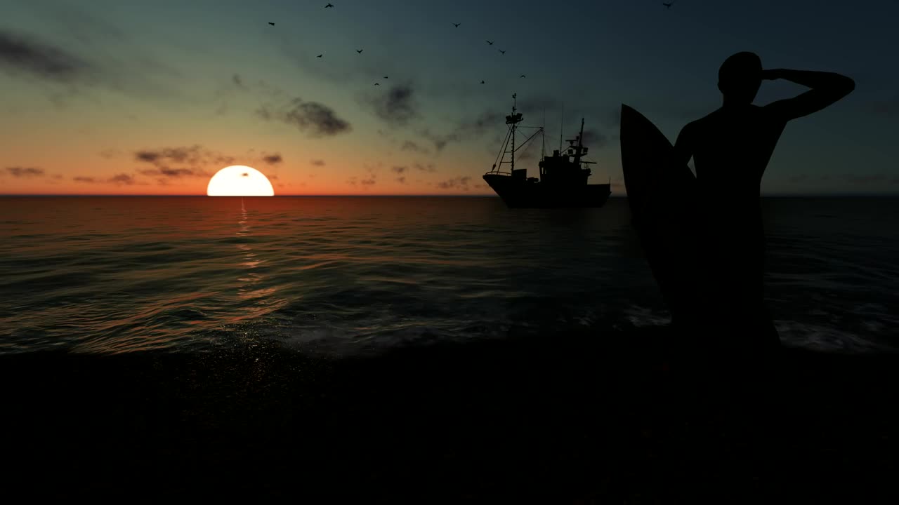 Free Video Stock surfer watching the sunset Live Wallpaper - Free Download