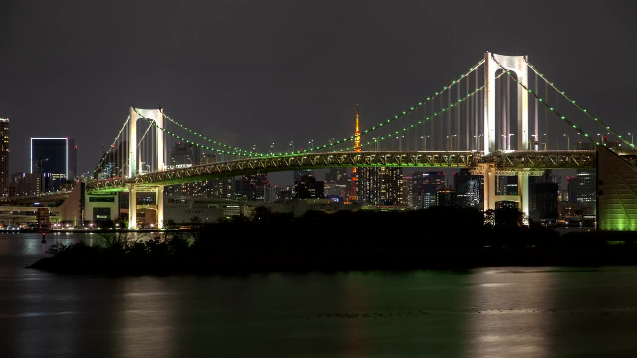 Video Stock Rainbow Bridge In Tokyo At Night Time Lapse Live Wallpaper Free - Free Download