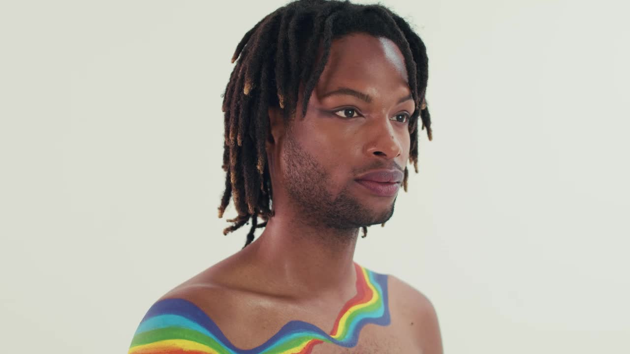 Stock Video Man With The Lbgtq Flag Painted On His Ches Animated Wallpaper - Free Download