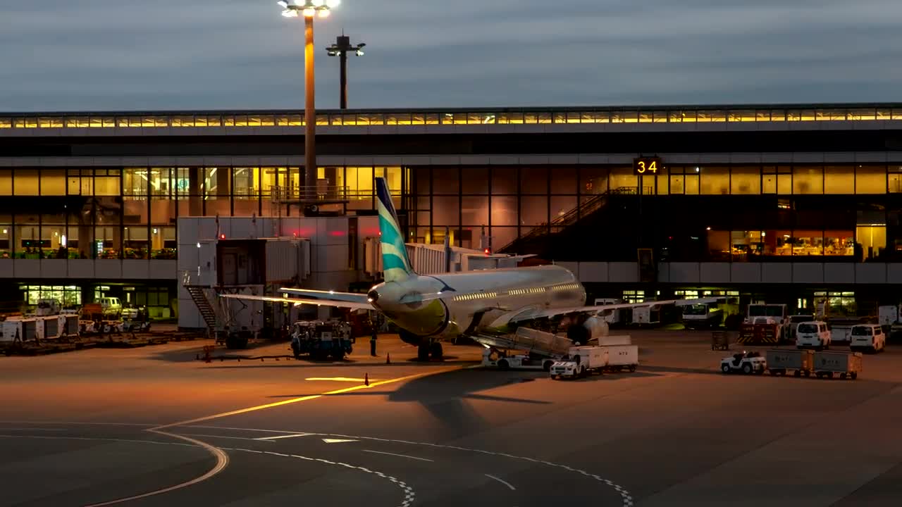 Stock Video Dusk From The Boarding Area Of An Airport Live Wallpaper For PC - Free Download
