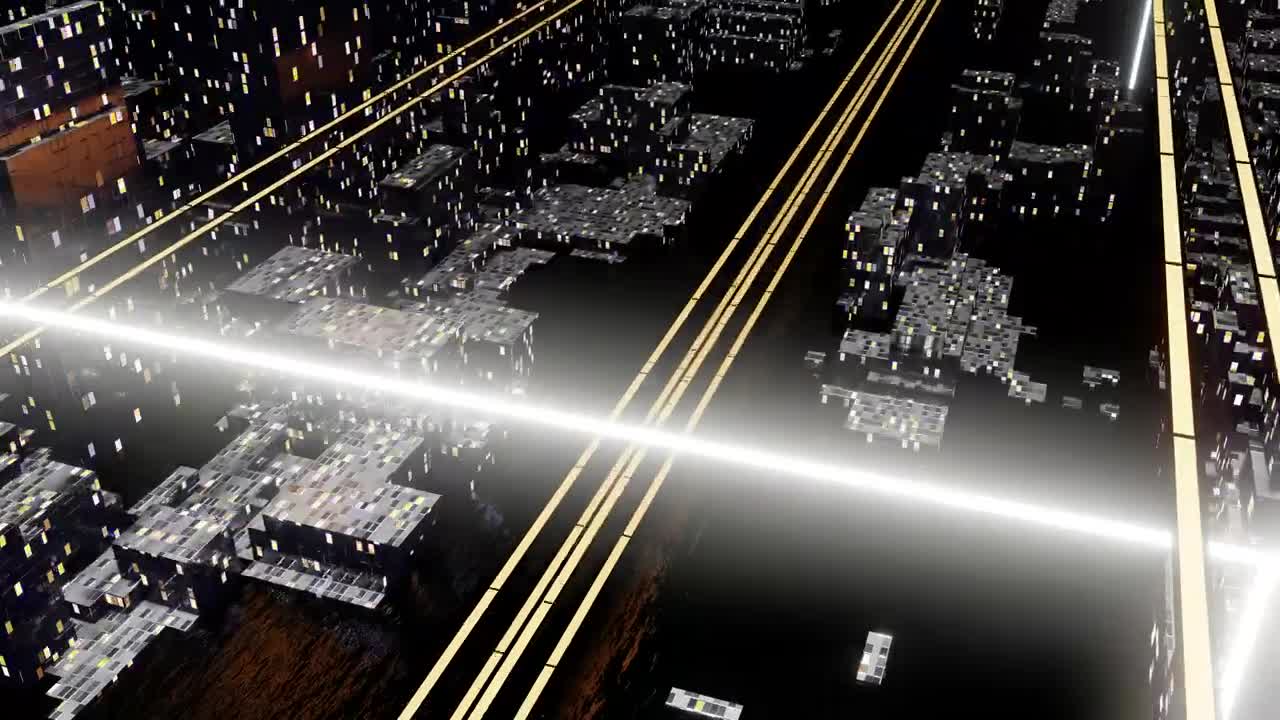 Stock Video Flying Over A Cyberpunk City Live Wallpaper For PC - Free Download