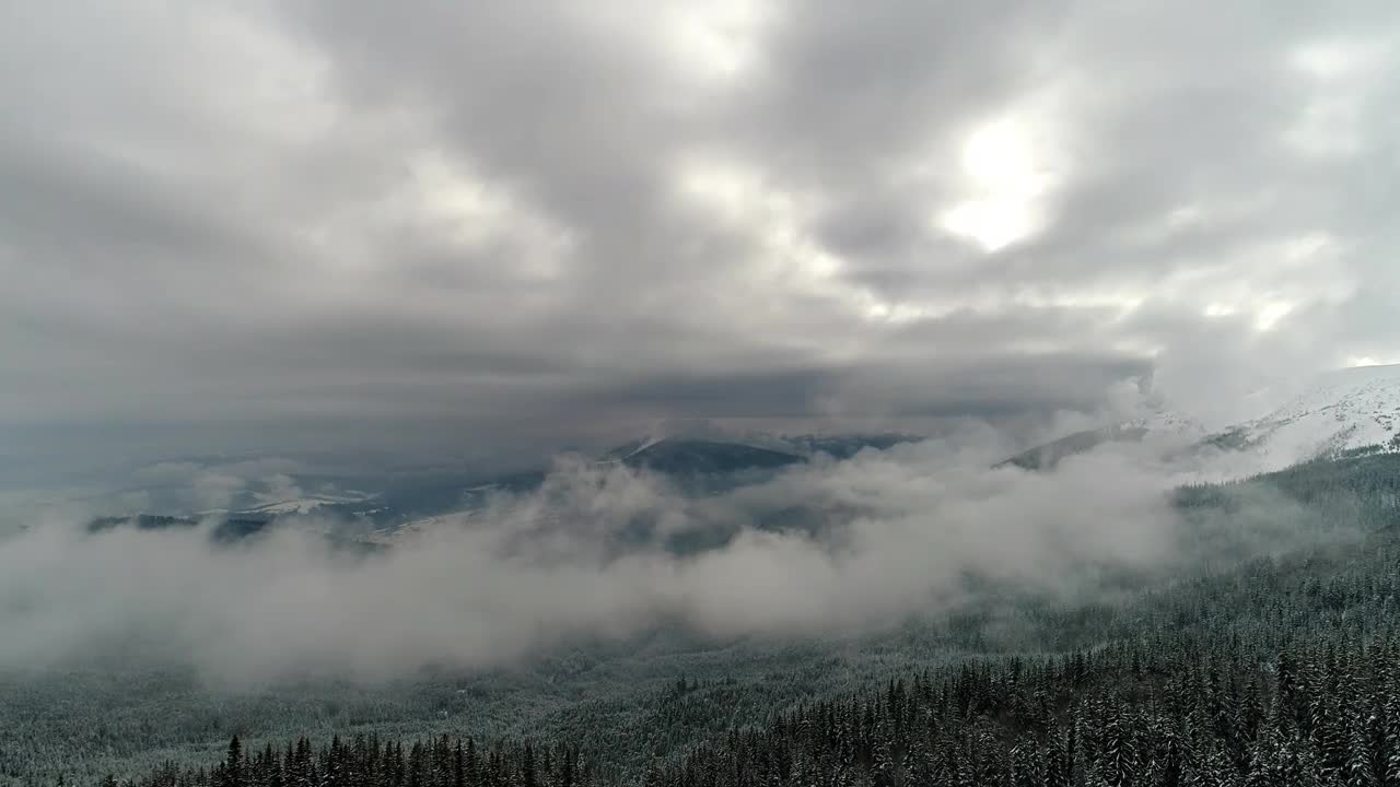 Stock Video Mountainous Landscape In Winter Covered With Fog Live Wallpaper - Free Download