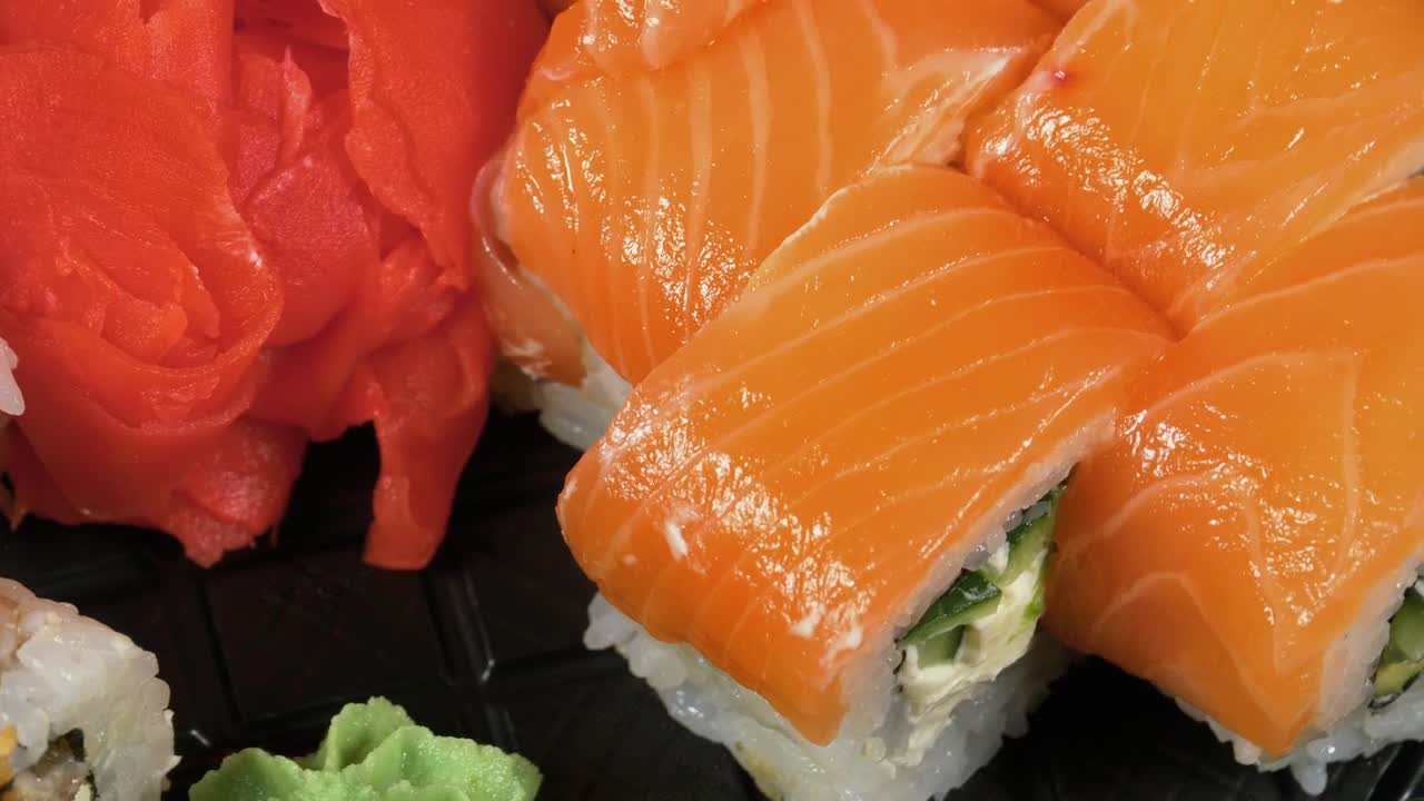 Stock Video Fresh Salmon Sushi Close Up Live Wallpaper For PC - Free Download