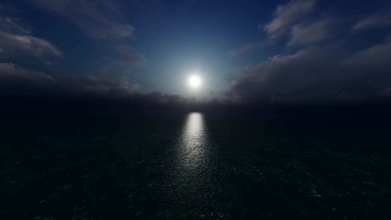 Stock Video Flying To The Horizon Over The Sea At Night Live Wallpaper For PC - Free Download