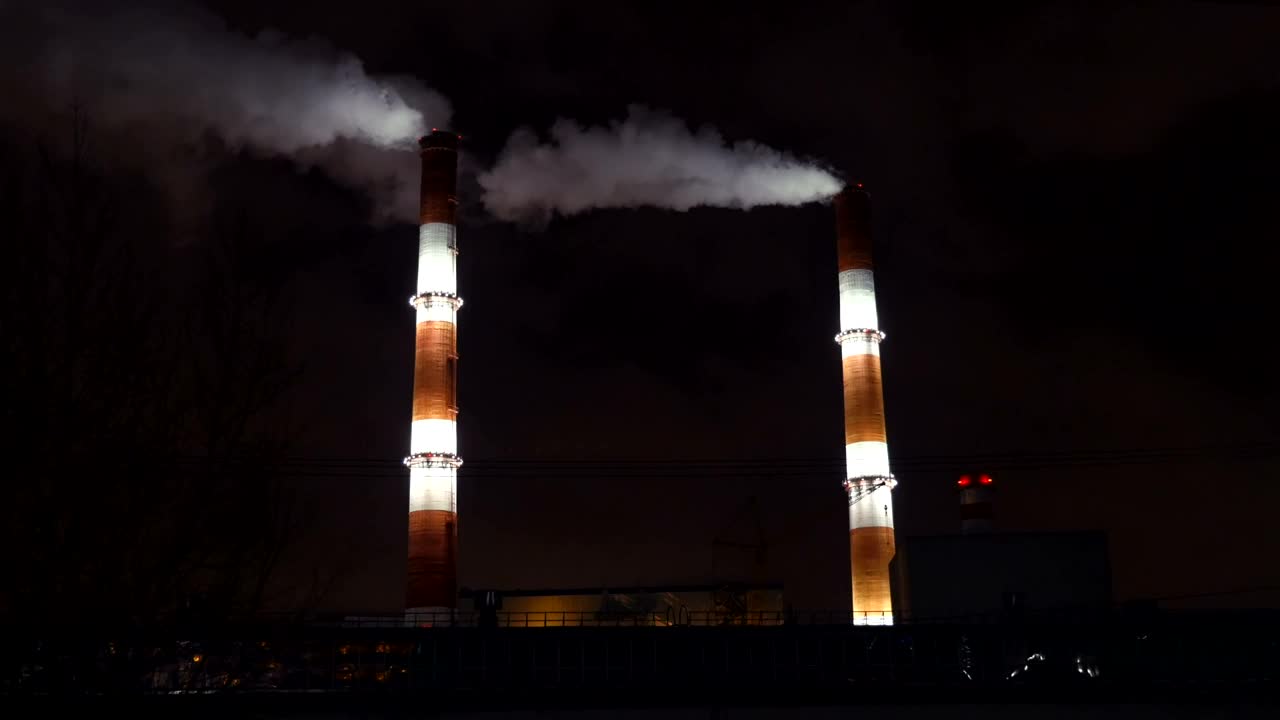 Free Video Stock Smoke Coming From A Factory At Night Live Wallpaper - Free Download