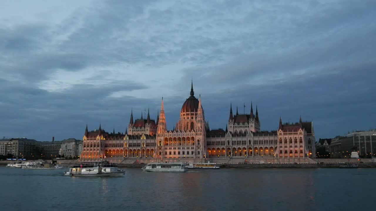 Stock Video Cruise Ships And Ferries With The Hungarian Parliament Building In Live Wallpaper For PC - Free Download