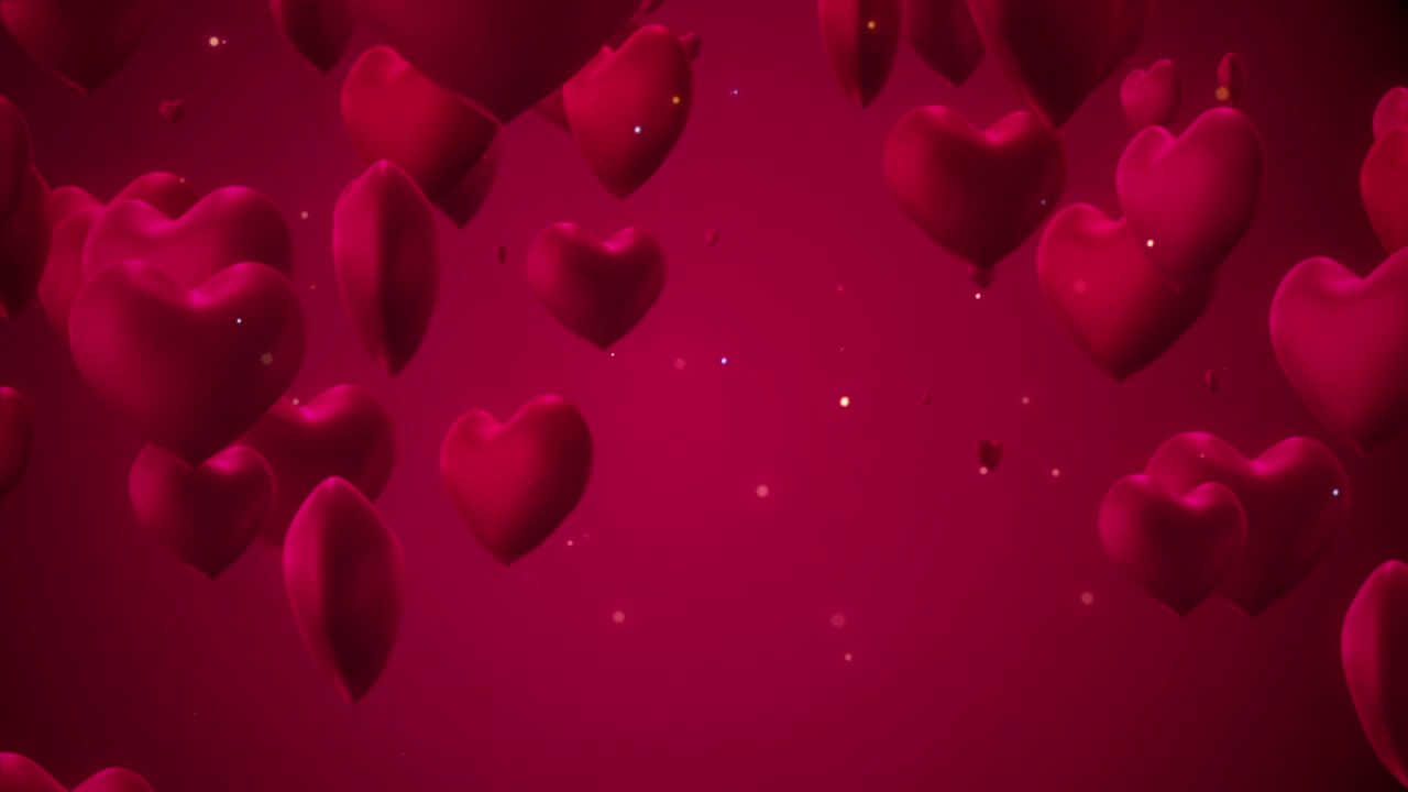 Stock Video Hearts Floating On Red Background Animated Wallpaper - Free Download
