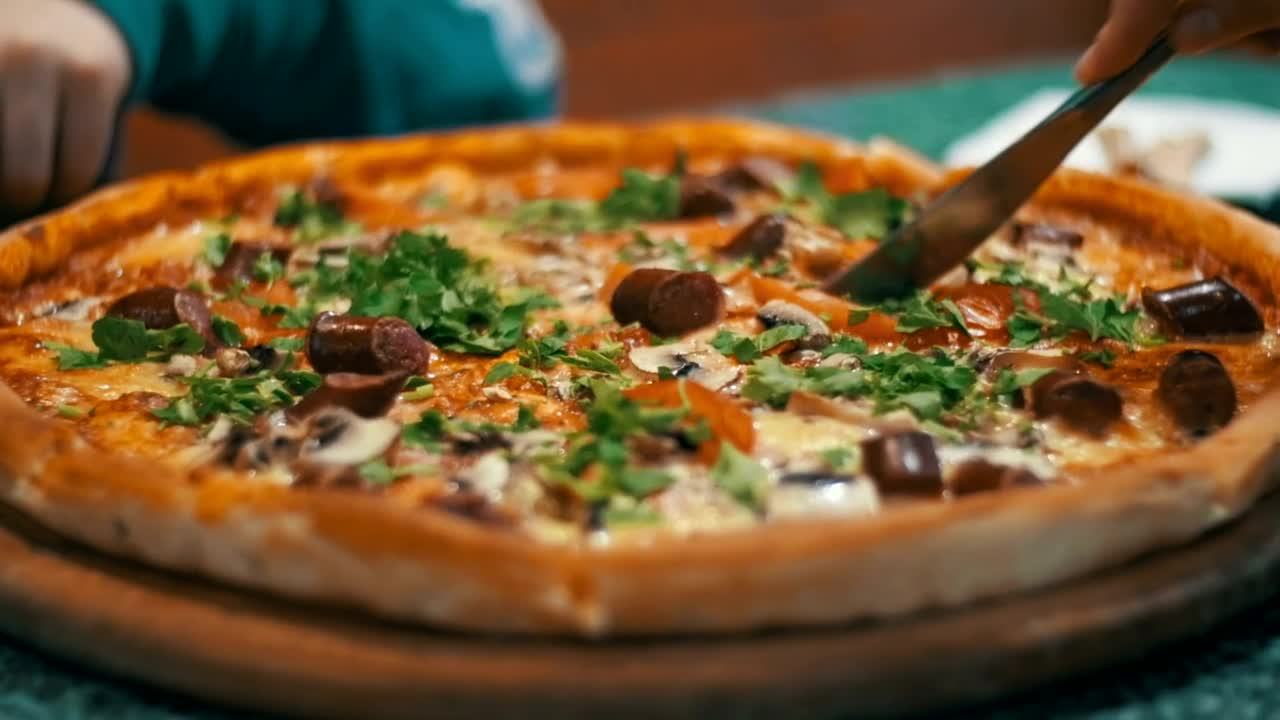 Free Video Stock Slicing A Freshly Baked Pizza Live Wallpaper - Free Download