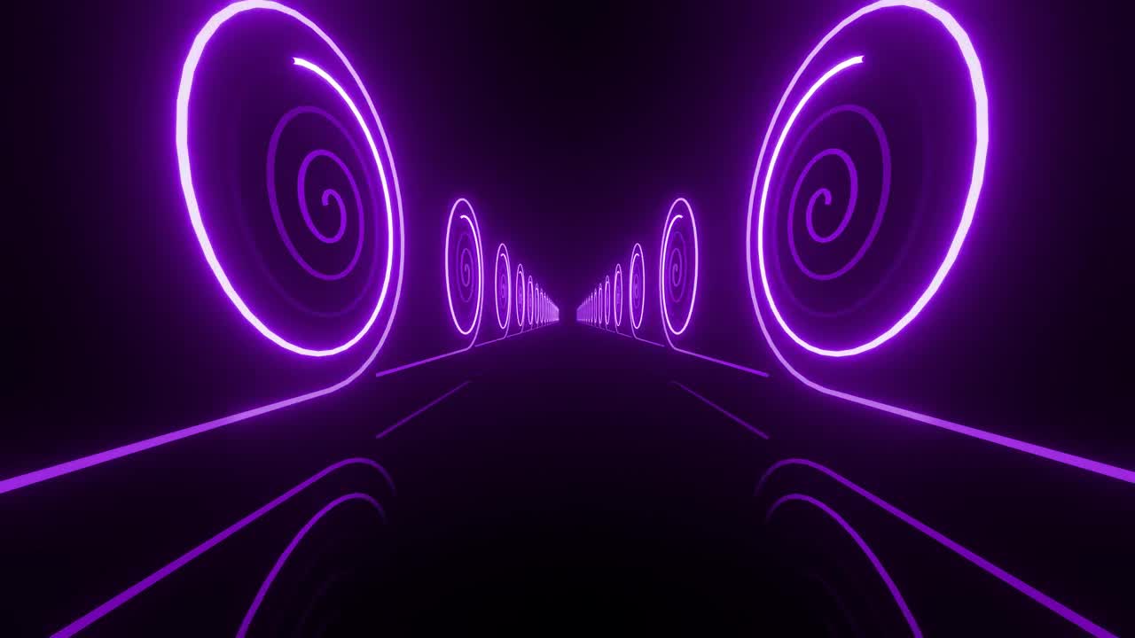 Stock Video Corridor Walls With Spirals Of Purple Neon Lights Live Wallpaper For PC - Free Download