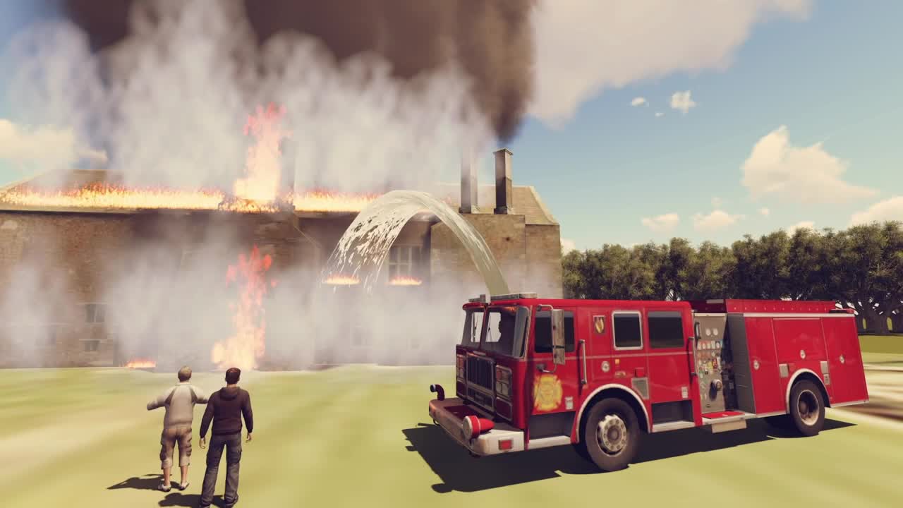 Stock Video Firefighters Putting Out A Burning Building In D Live Wallpaper For PC - Free Download
