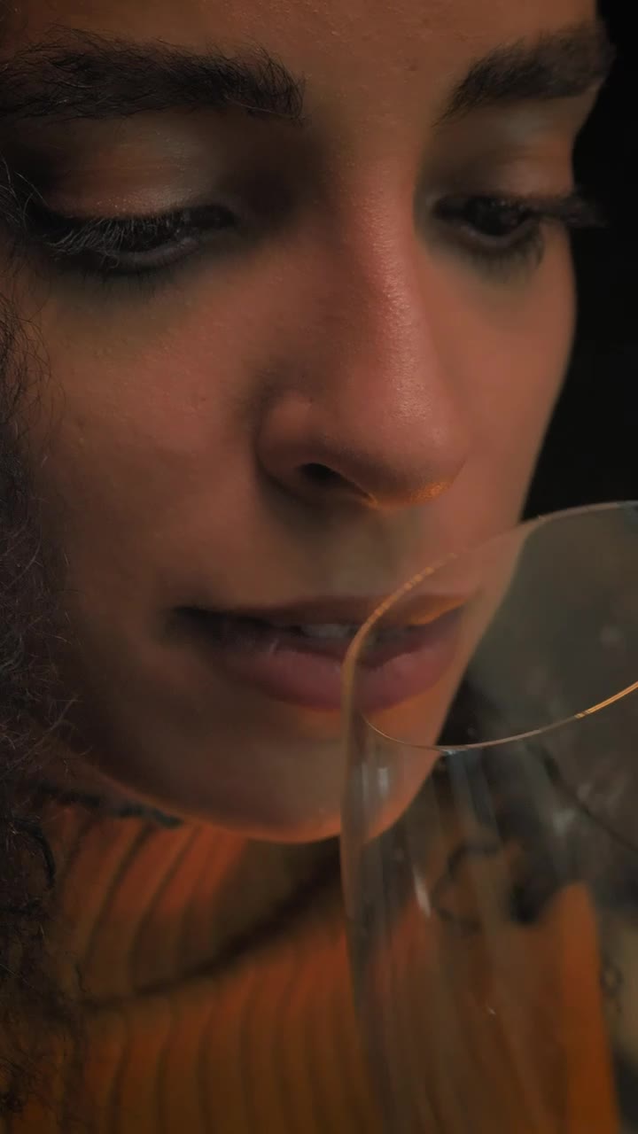 Stock Video Face Of A Girl Drinking Champagne During A Date Live Wallpaper For PC - Free Download