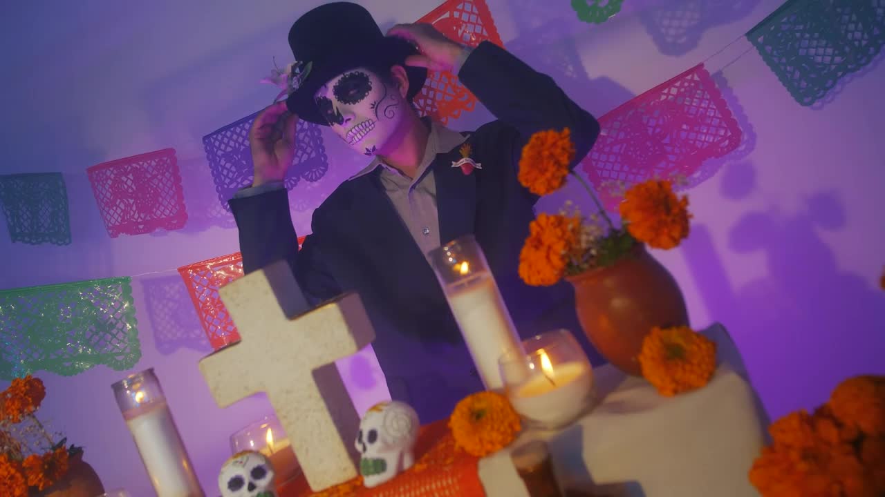 Video Stock Catrin Wearing A Hat On Day Of The Dead Live Wallpaper For PC - Free Download