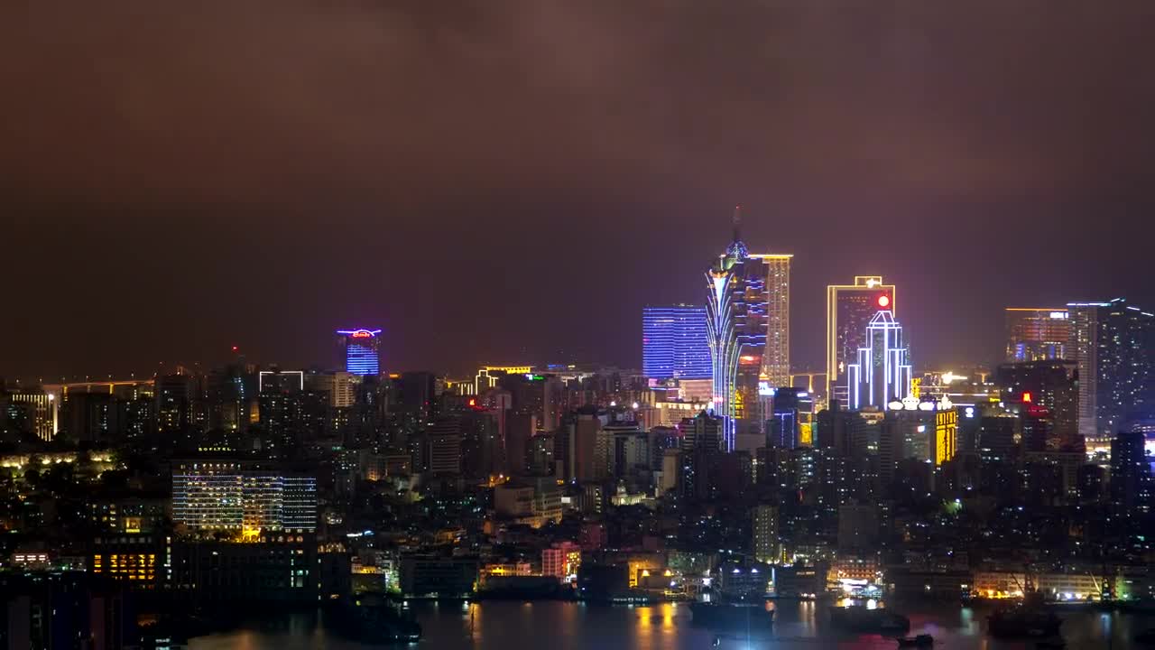 Stock Video Macau Peninsula Cityscape At Night Animated Wallpaper - Free Download