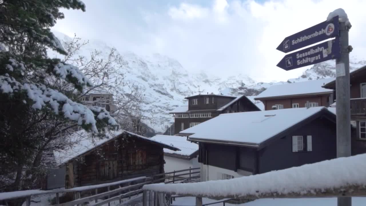 Stock Video Mountain Village With Lots Of Snow On A Bright Day Live Wallpaper - Free Download