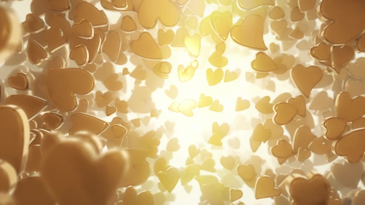 Stock Video Golden Heart Shaped Candies Floating Live Wallpaper For PC - Free Download
