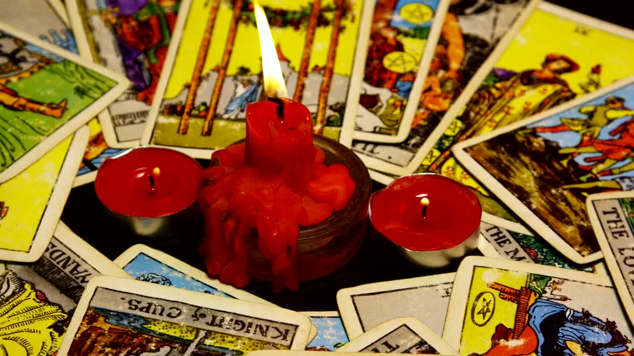 Video Stock Candles Burning Between Tarot Cards Live Wallpaper For PC - Free Download