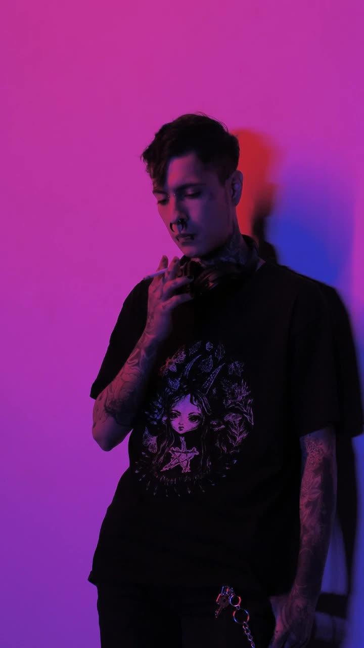 Stock Video Hipster Man With Tattoos Smoking Animated Wallpaper - Free Download