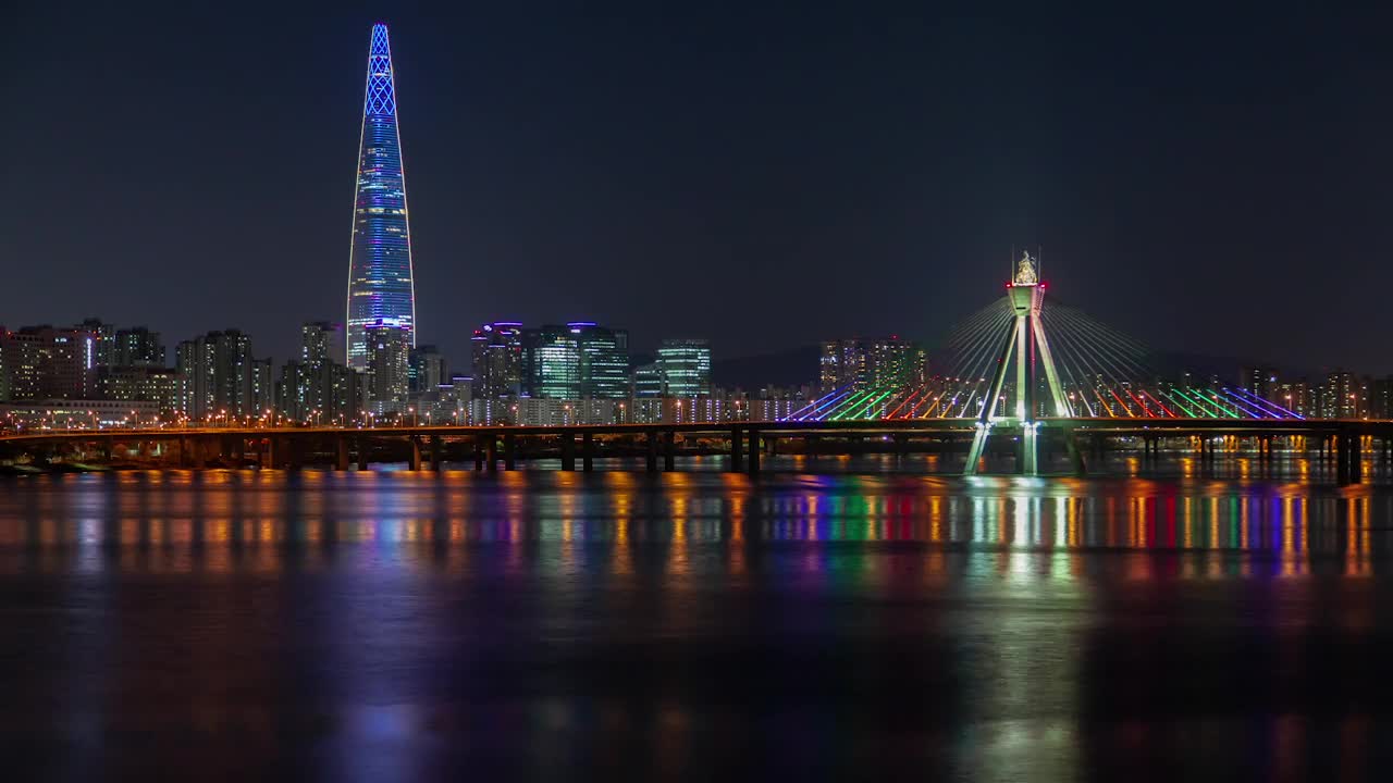 Stock Video Colorful Illuminated Bridge And Water Reflections Live Wallpaper For PC - Free Download
