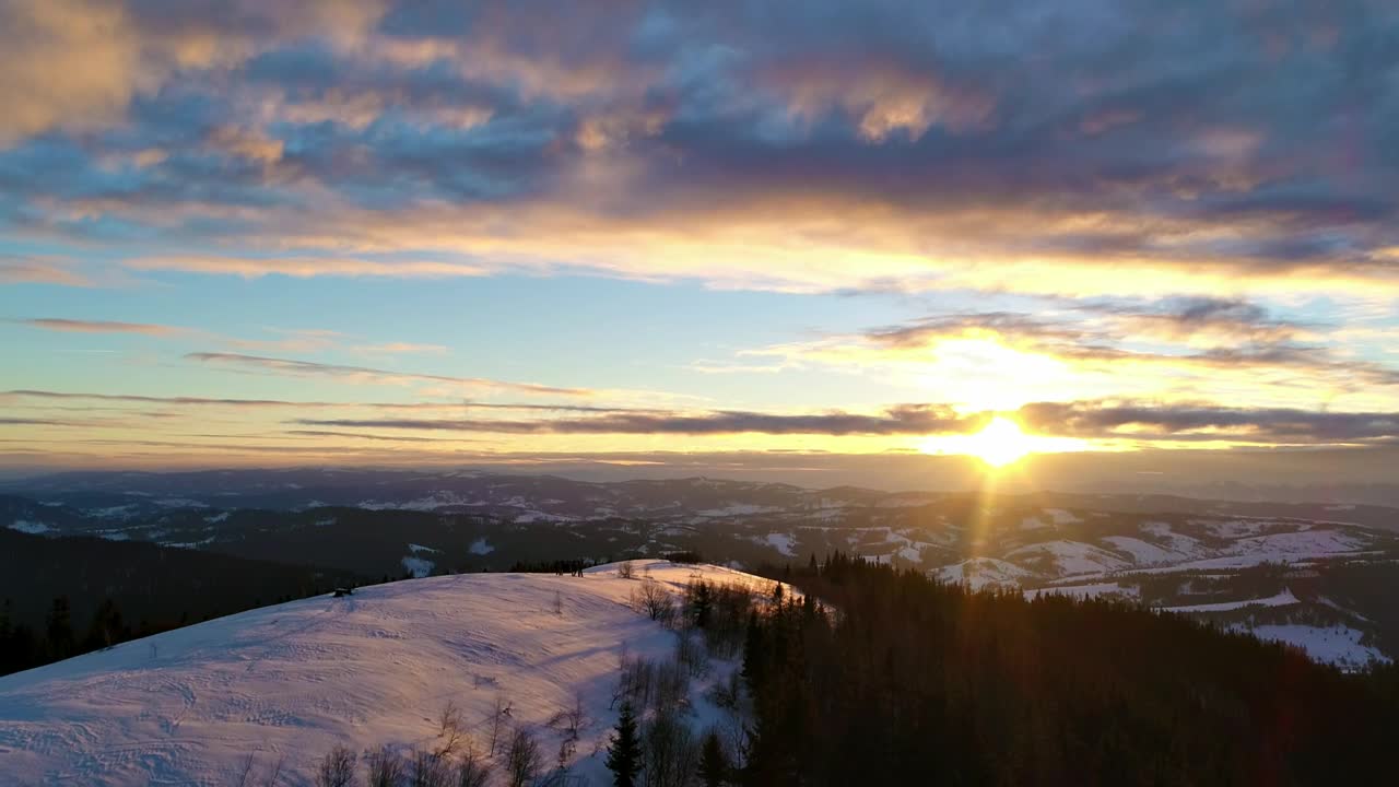 Free Video Stock sunset sunlit landscape in winter Live Wallpaper - Free Download