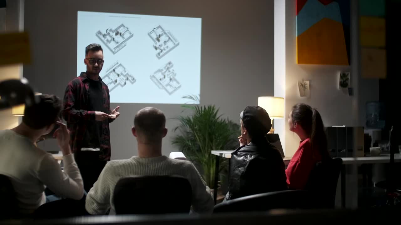 Stock Video Mentor Gives Nighttime Presentation To Tea Animated Wallpaper - Free Download