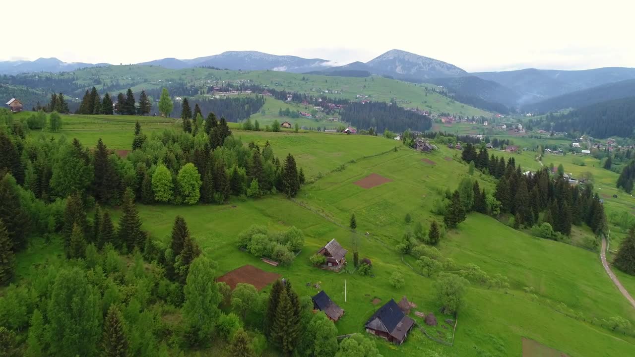 Stock Video Panoramic Aerial Shot Of A Mountain Village Live Wallpaper - Free Download