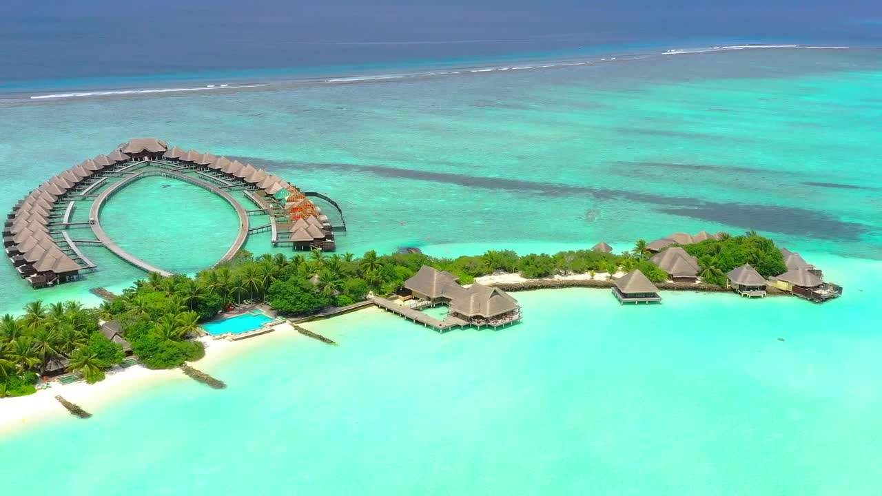 Stock Video Paradise Beach With Bungalows Over The Sea Live Wallpaper - Free Download