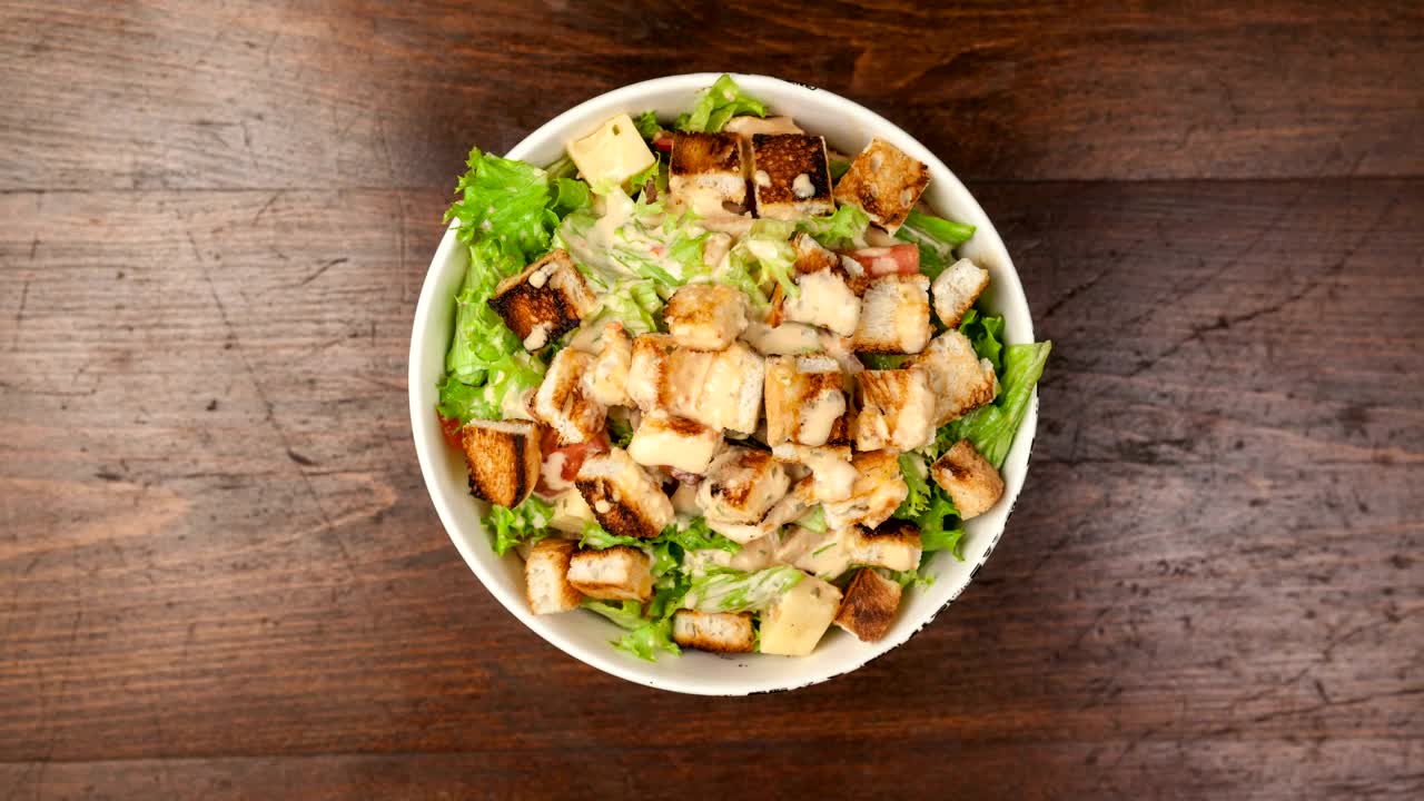 Stock Video Fresh Vegetable Diet Salad On Wooden Table Live Wallpaper For PC - Free Download