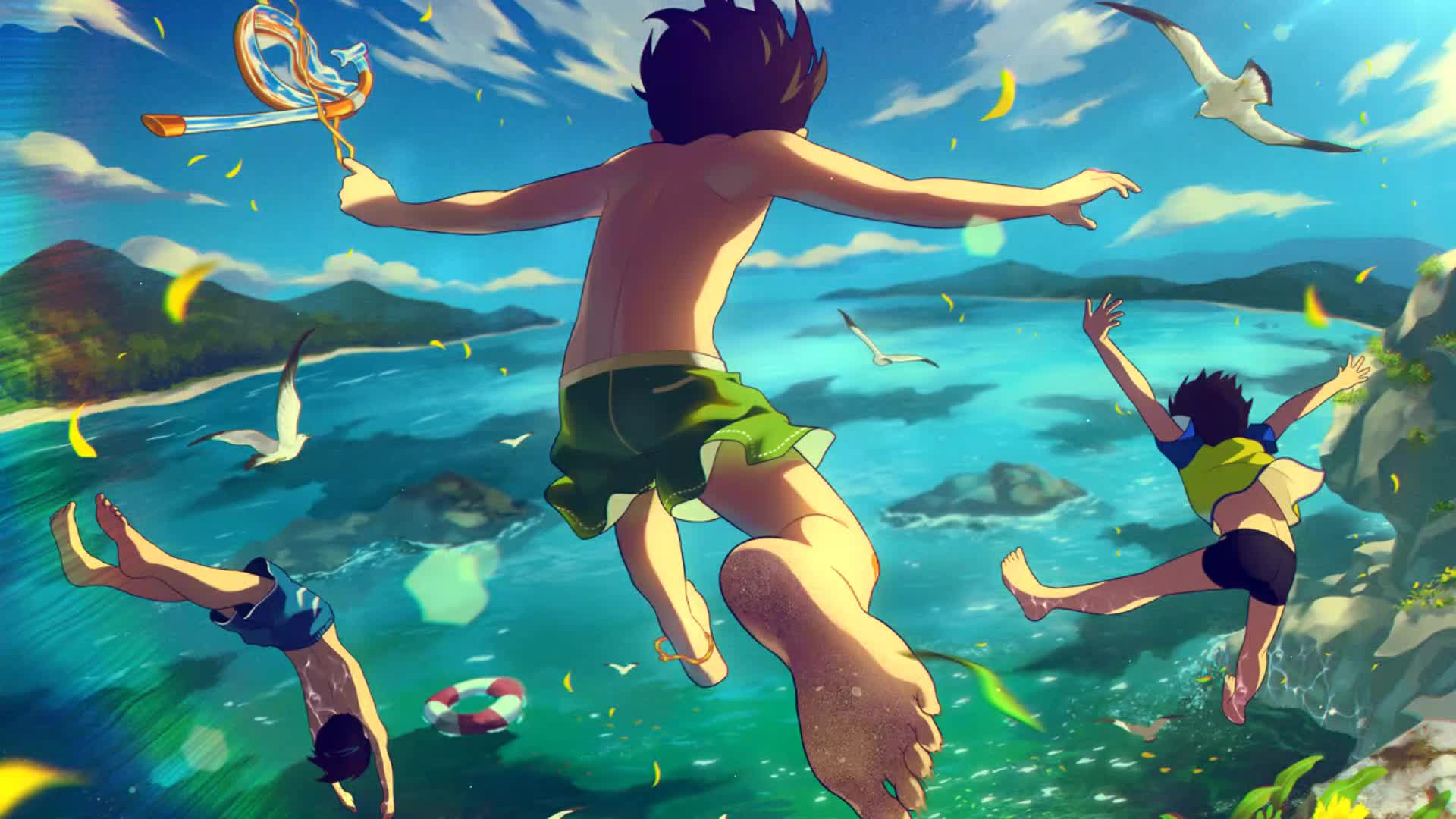 Swimming Boys in Summer Animated Wallpaper - Free Download