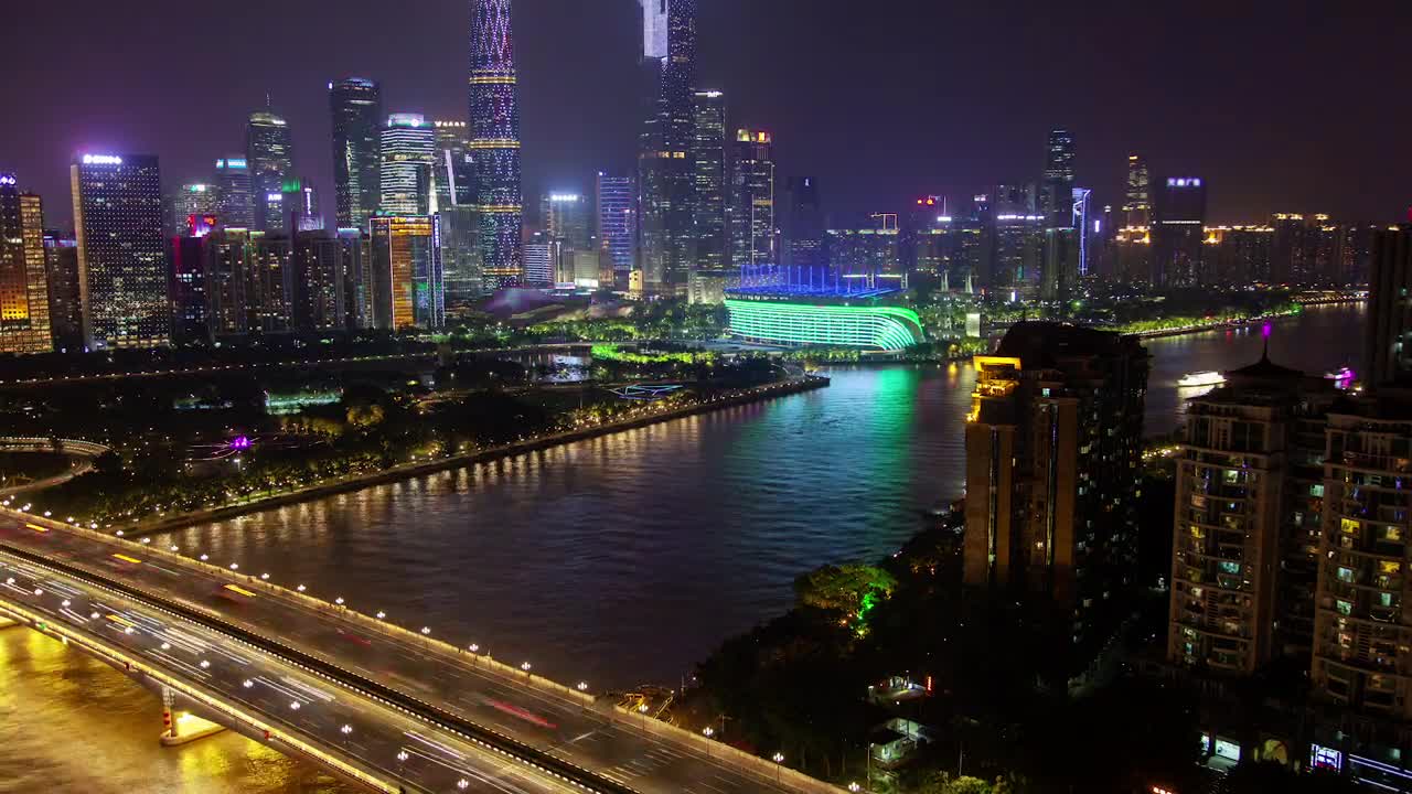 Stock Video Pearl River At Night And The City Landscape Live Wallpaper - Free Download