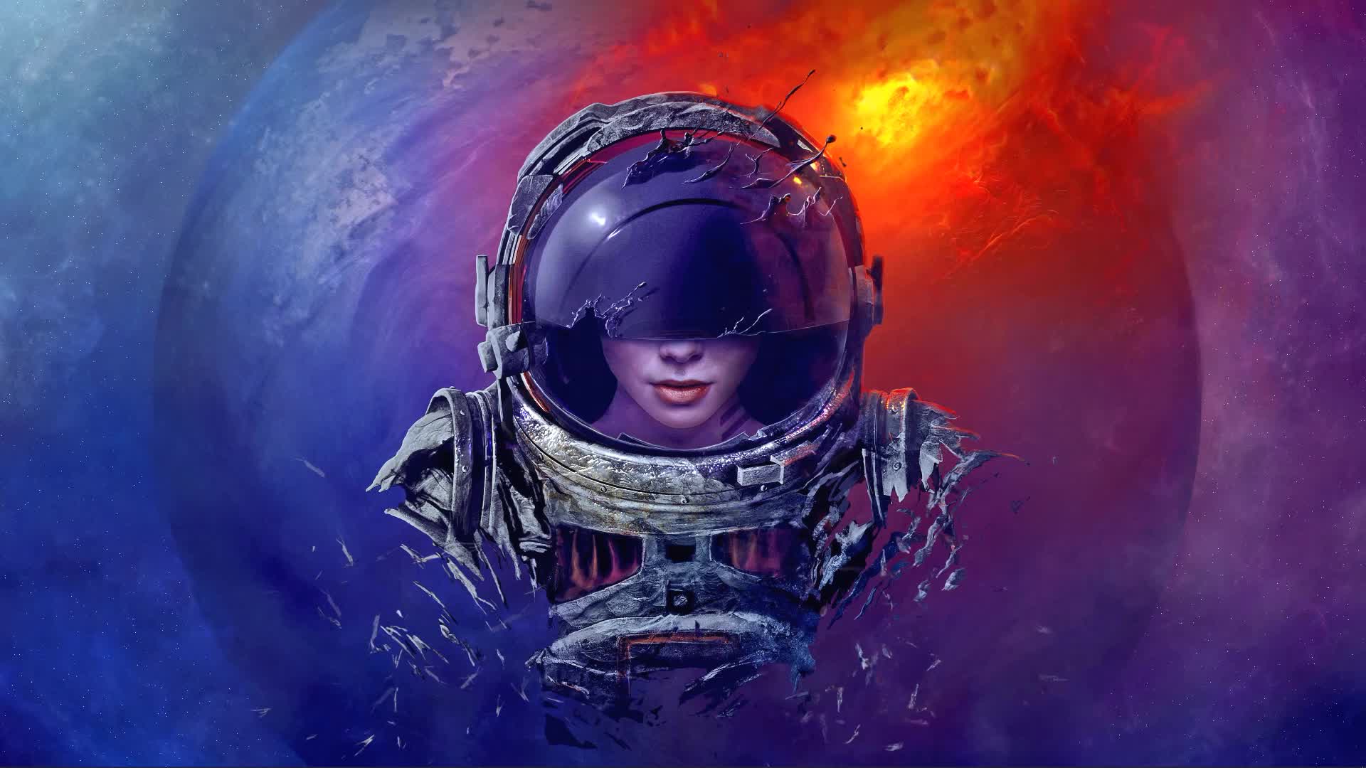 Astronaut Girl Abstract Live Wallpaper - Free Download