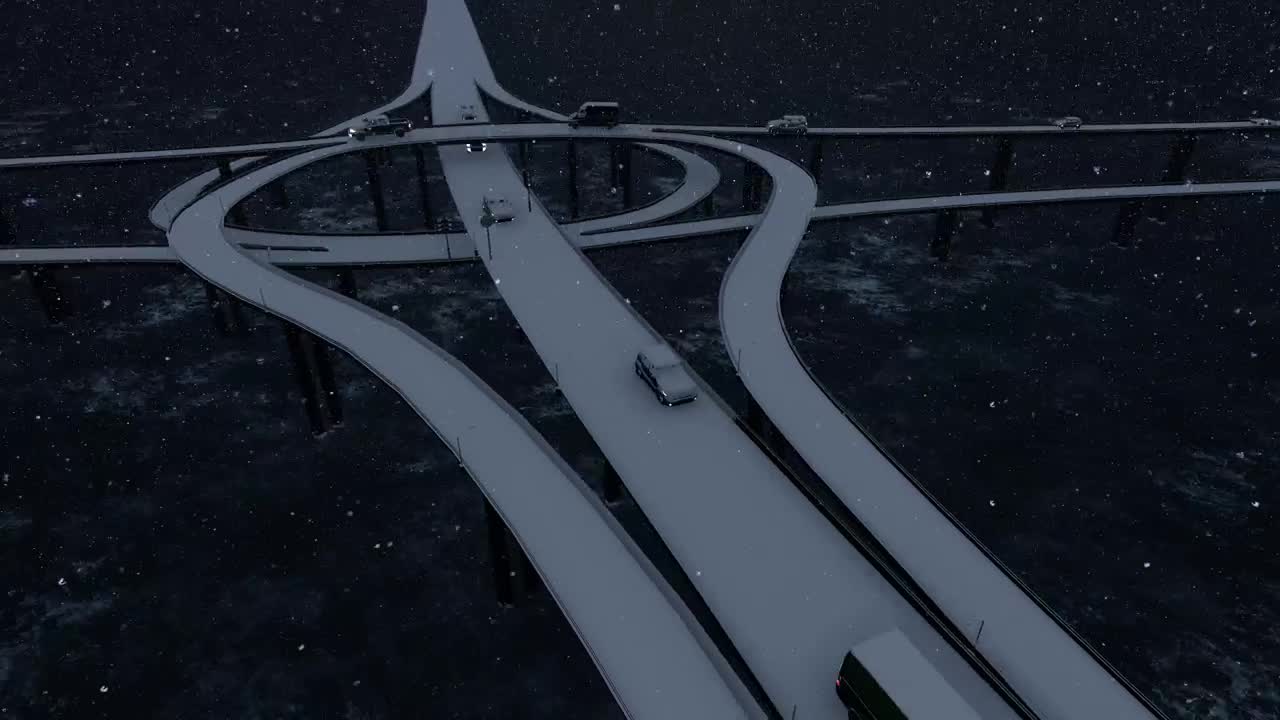 Free Video Stock traffic in the bridges over a river while snowing Live Wallpaper - Free Download