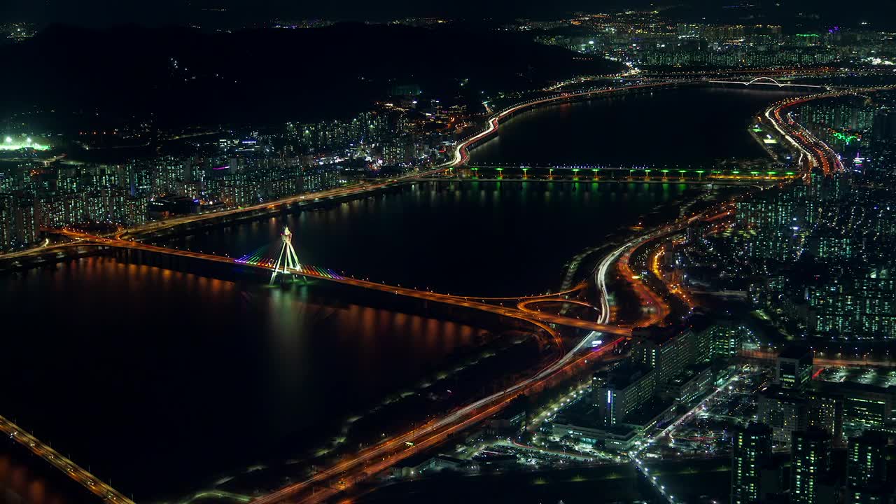 Stock Video Illuminated Bridges In Seoul At Night Animated Wallpaper - Free Download