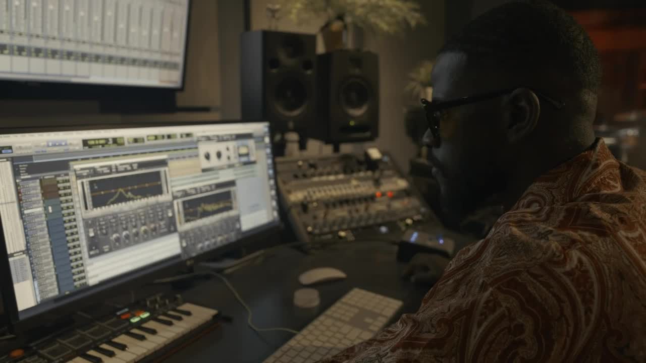 Stock Video Experienced Music Producer Working In A Studio Live Wallpaper For PC - Free Download