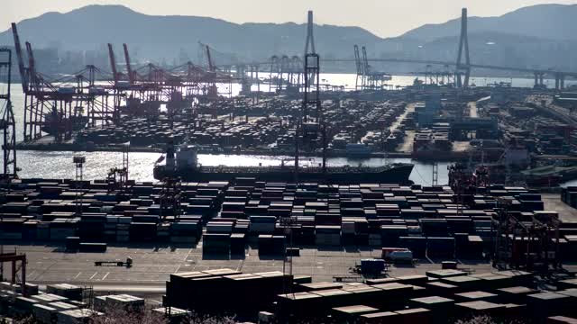 Stock Video Large Container Area On A Shoreline On A Sunny Day Smal Animated Wallpaper - Free Download