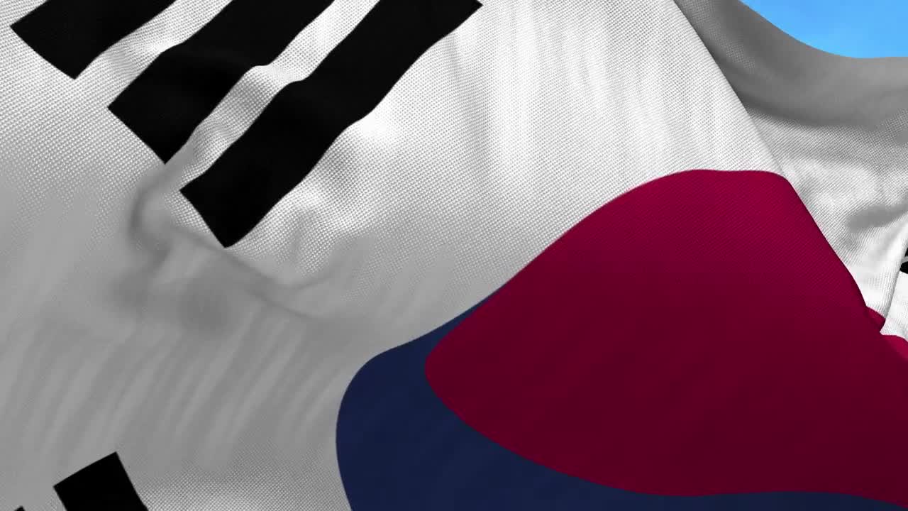 Free Video Stock South Korean Flag Waving In Slow Motion Zoom Out Live Wallpaper - Free Download
