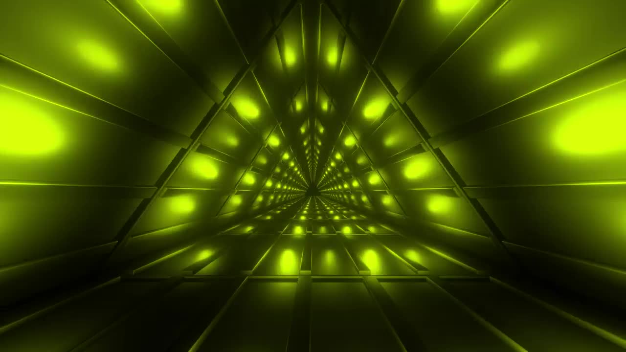 Stock Video Going Through A Triangular Tunnel Lit Up In Green Live Wallpaper For PC - Free Download