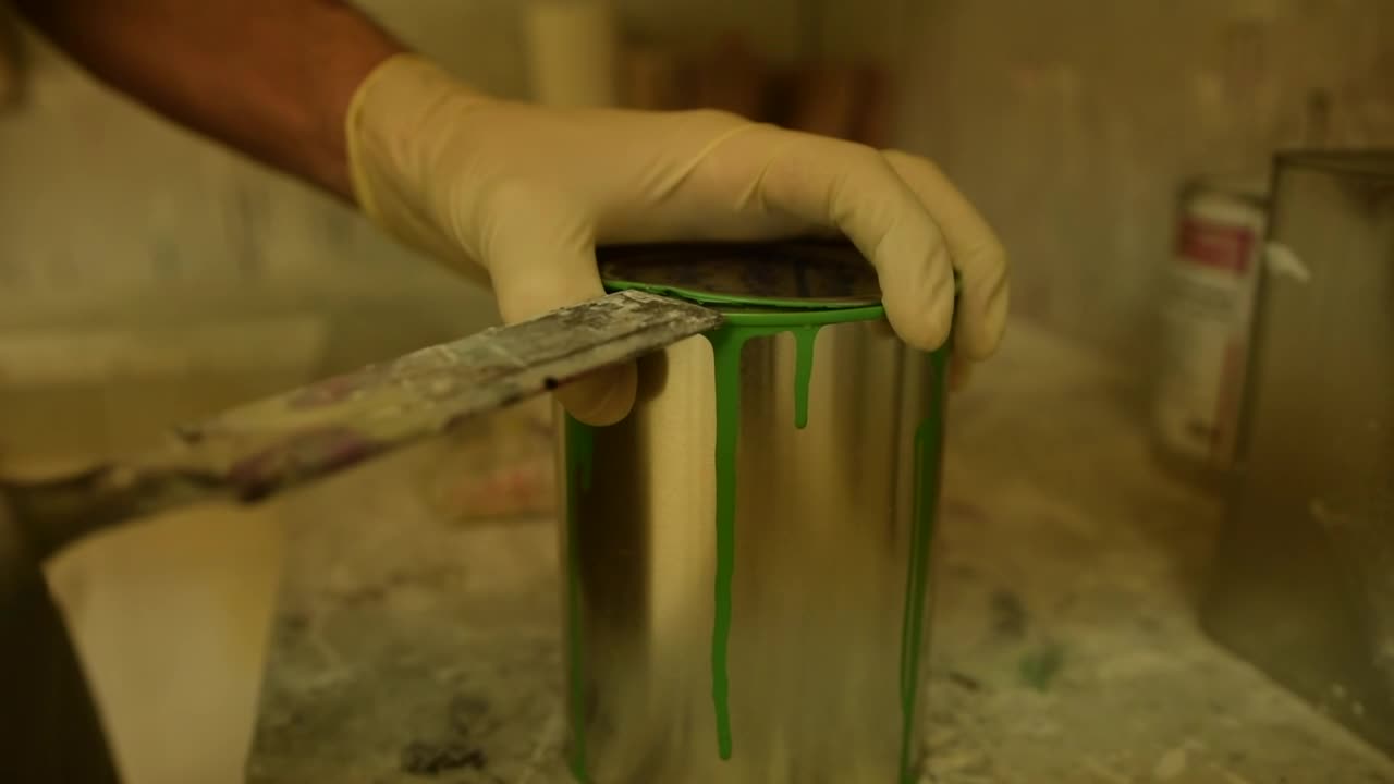 Stock Video Painter Opening A Can Of Green Paint Live Wallpaper - Free Download