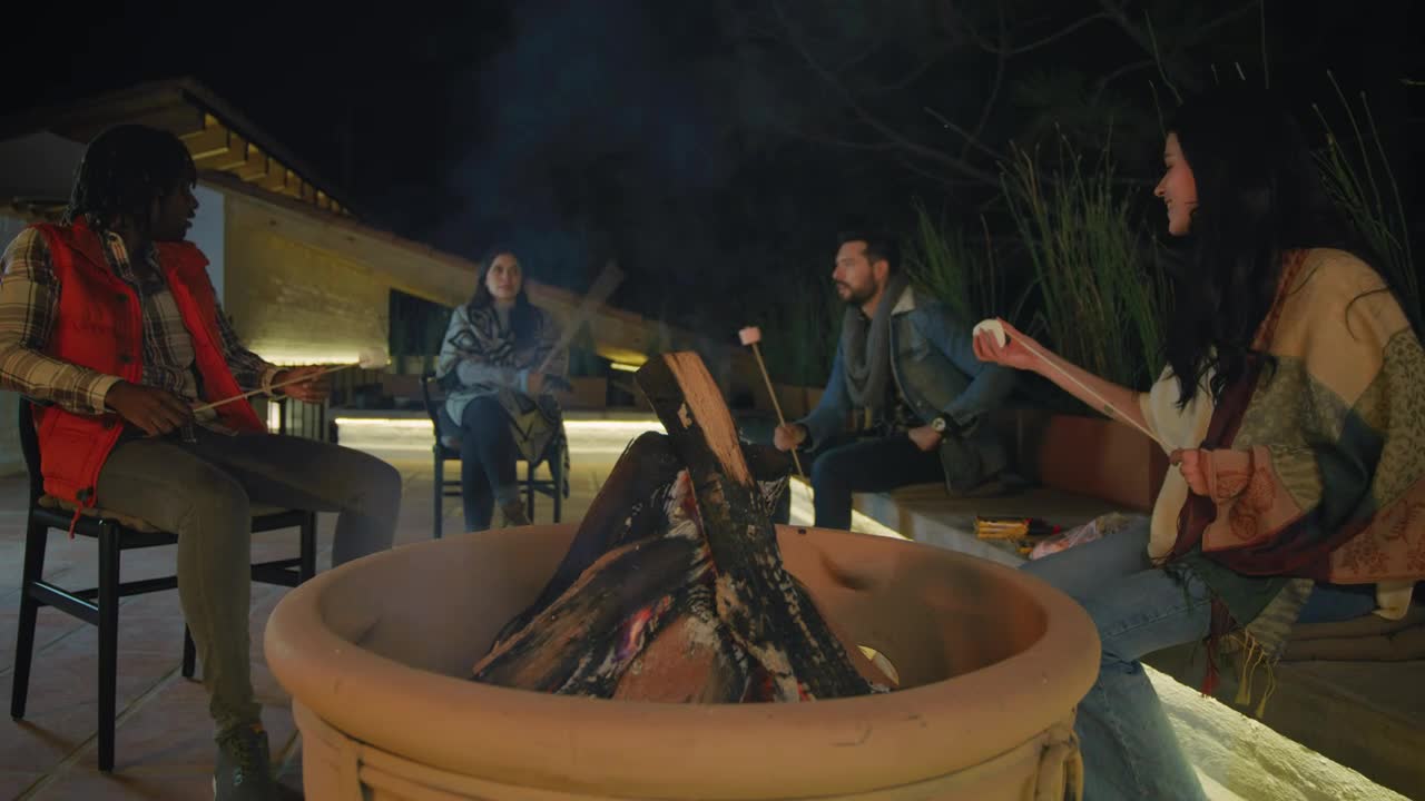 Stock Video Friends Burning Marshmallows Over A Campfire Live Wallpaper For PC - Free Download