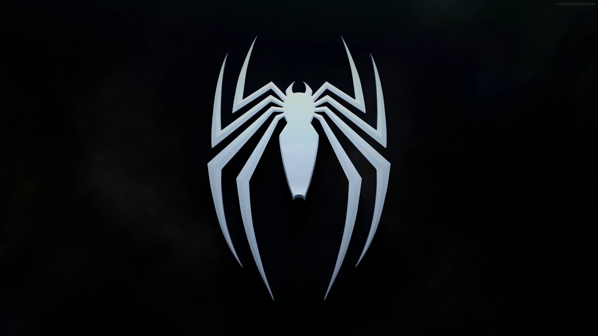White Spiderman Logo Shine in Black Live Wallpaper HD - Free Download