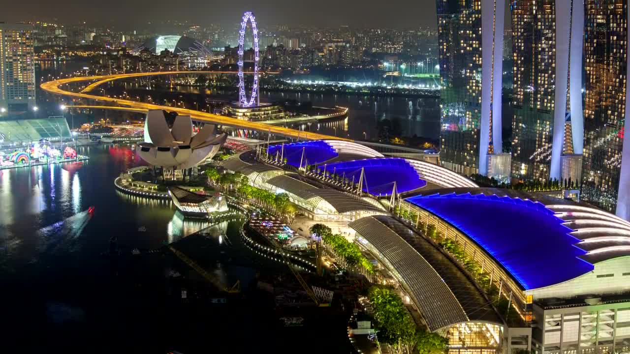 Video Stock Cityscape Of Singapore At Night Live Wallpaper For PC - Free Download