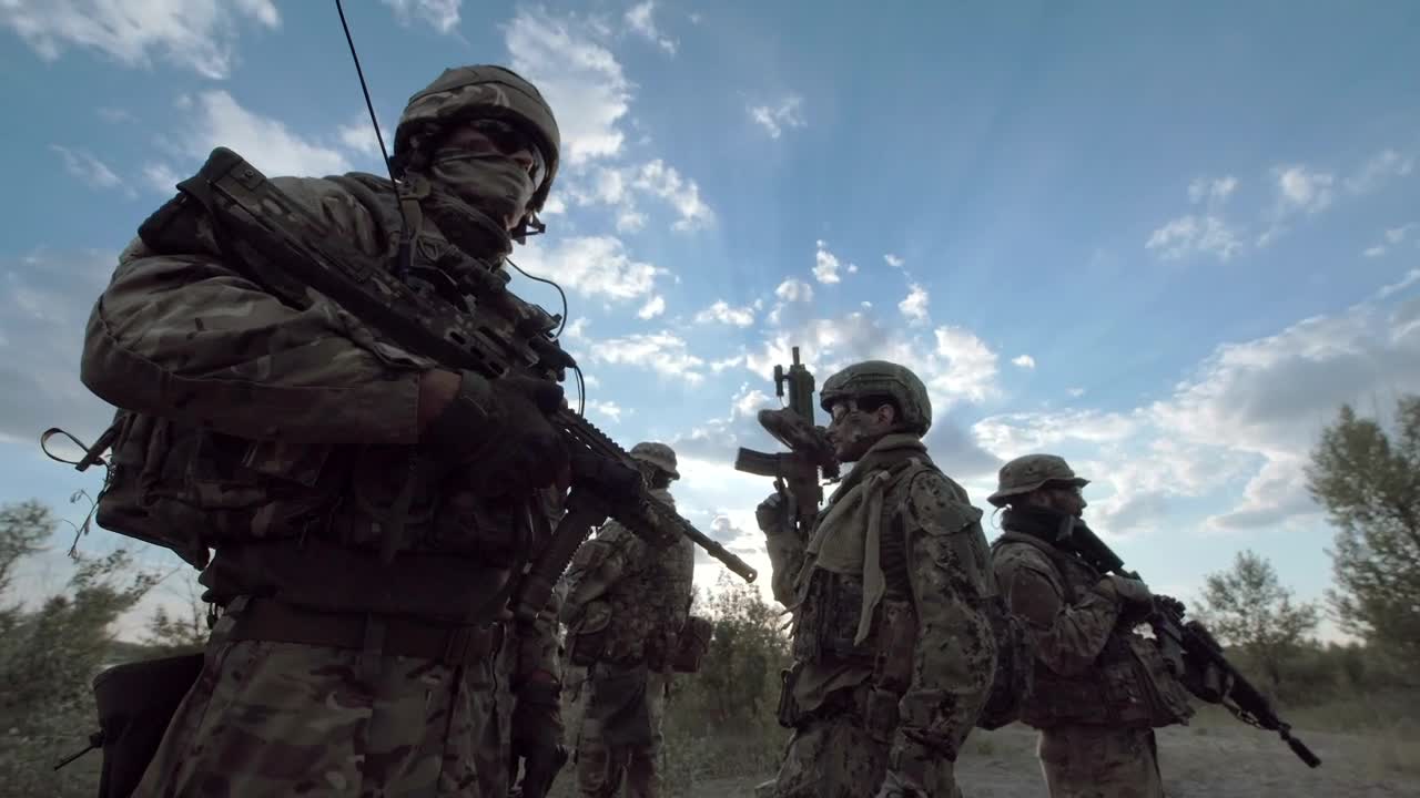 Stock Video Military Men Posing Outdoor Animated Wallpaper - Free Download