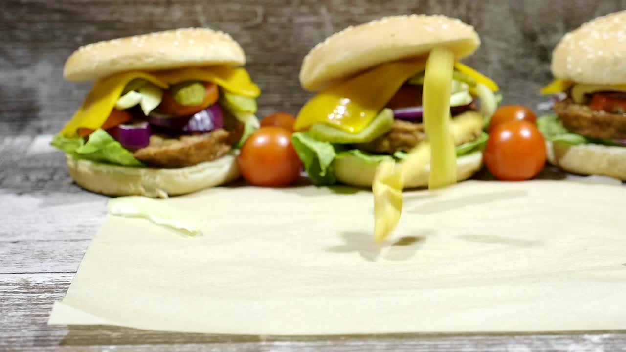 Stock Video Dropping Fries Next To Burgers Live Wallpaper For PC - Free Download