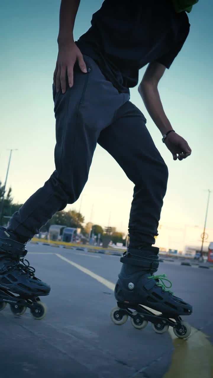 Stock Video Man Doing Tricks With Roller Skates In A Parking Lot Animated Wallpaper - Free Download