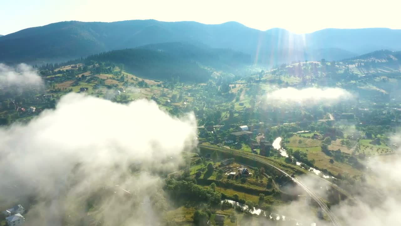 Stock Video Flying Over A Mountain Village In The Morning Live Wallpaper For PC - Free Download