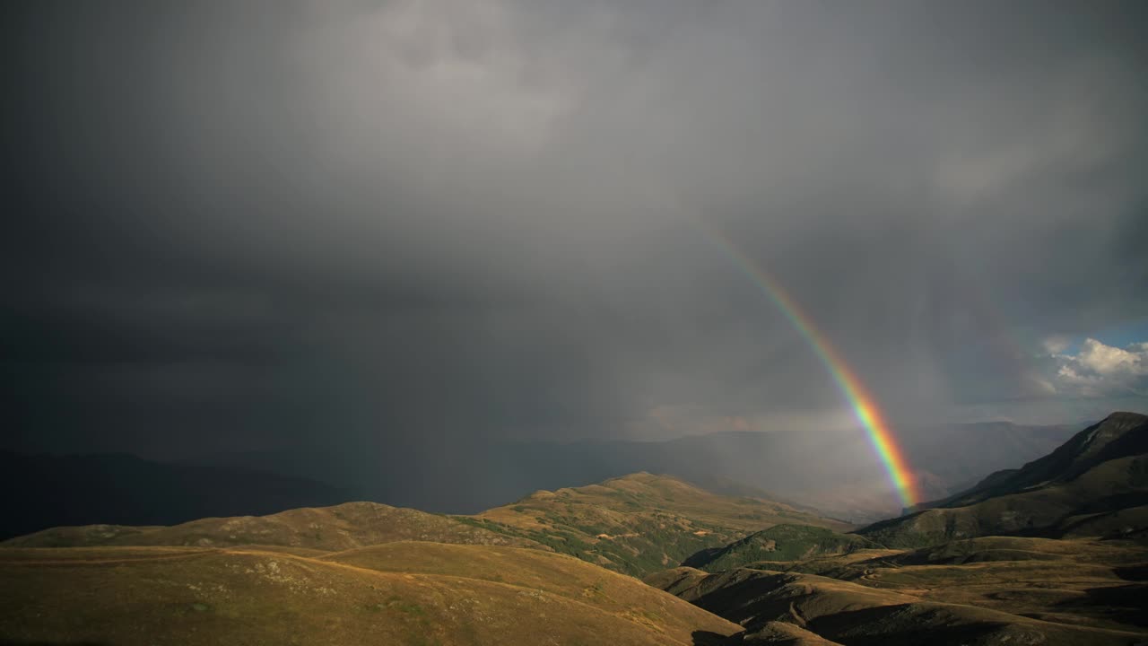 Stock Video Beautiful Rainbow In The Mountain Landscape Live Wallpaper For PC - Free Download